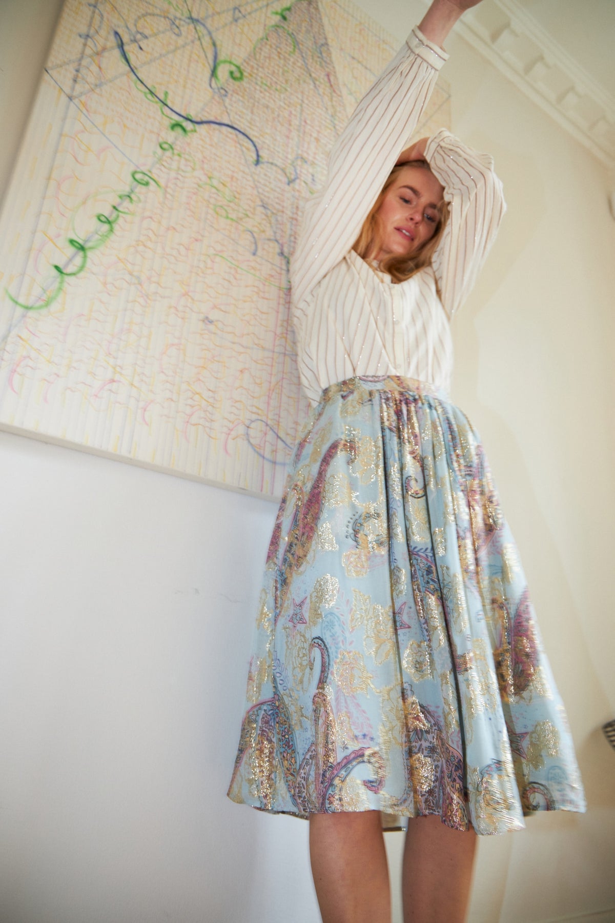 Lollys Laundry EllaLL Midi Skirt Skirt Hellblau