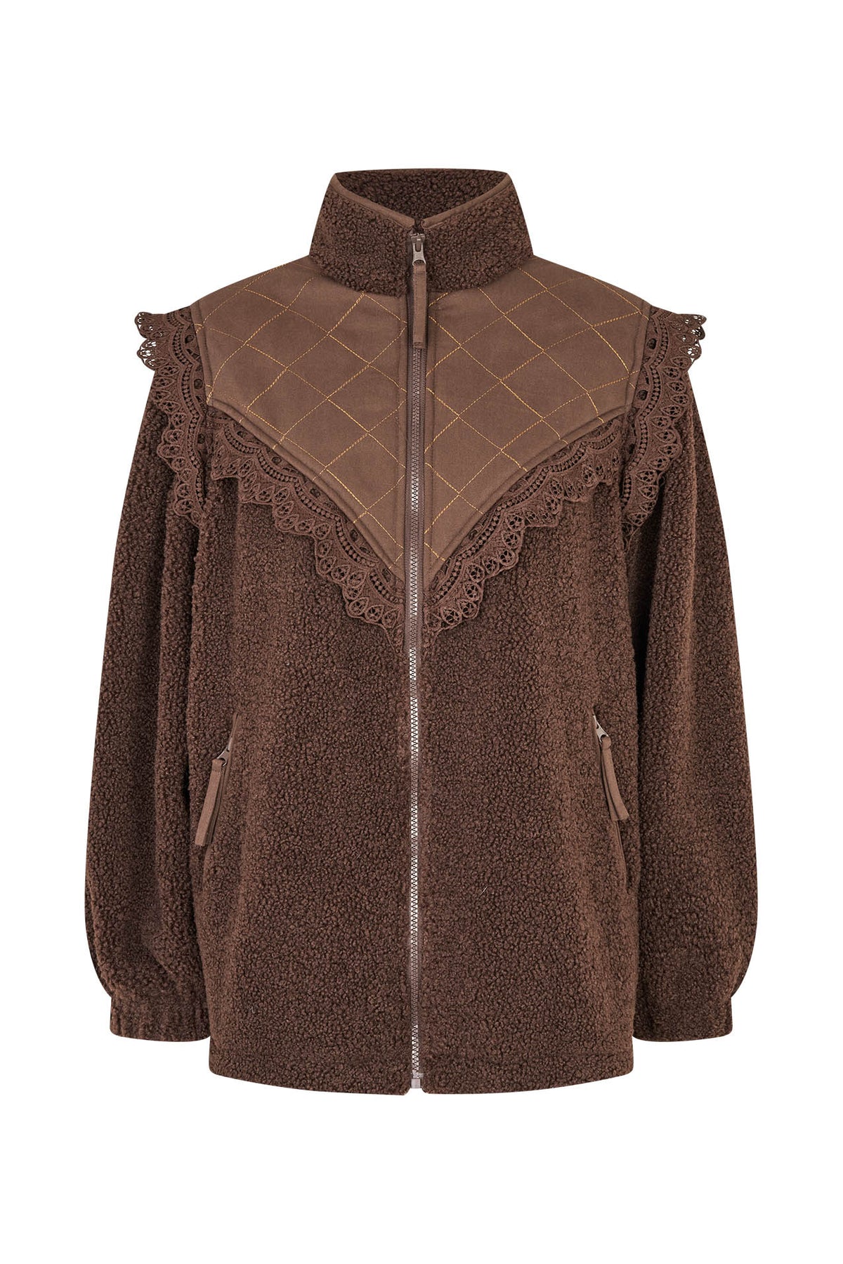Lollys Laundry FalLL Teddyjacke Outerwear Dunkelbraun