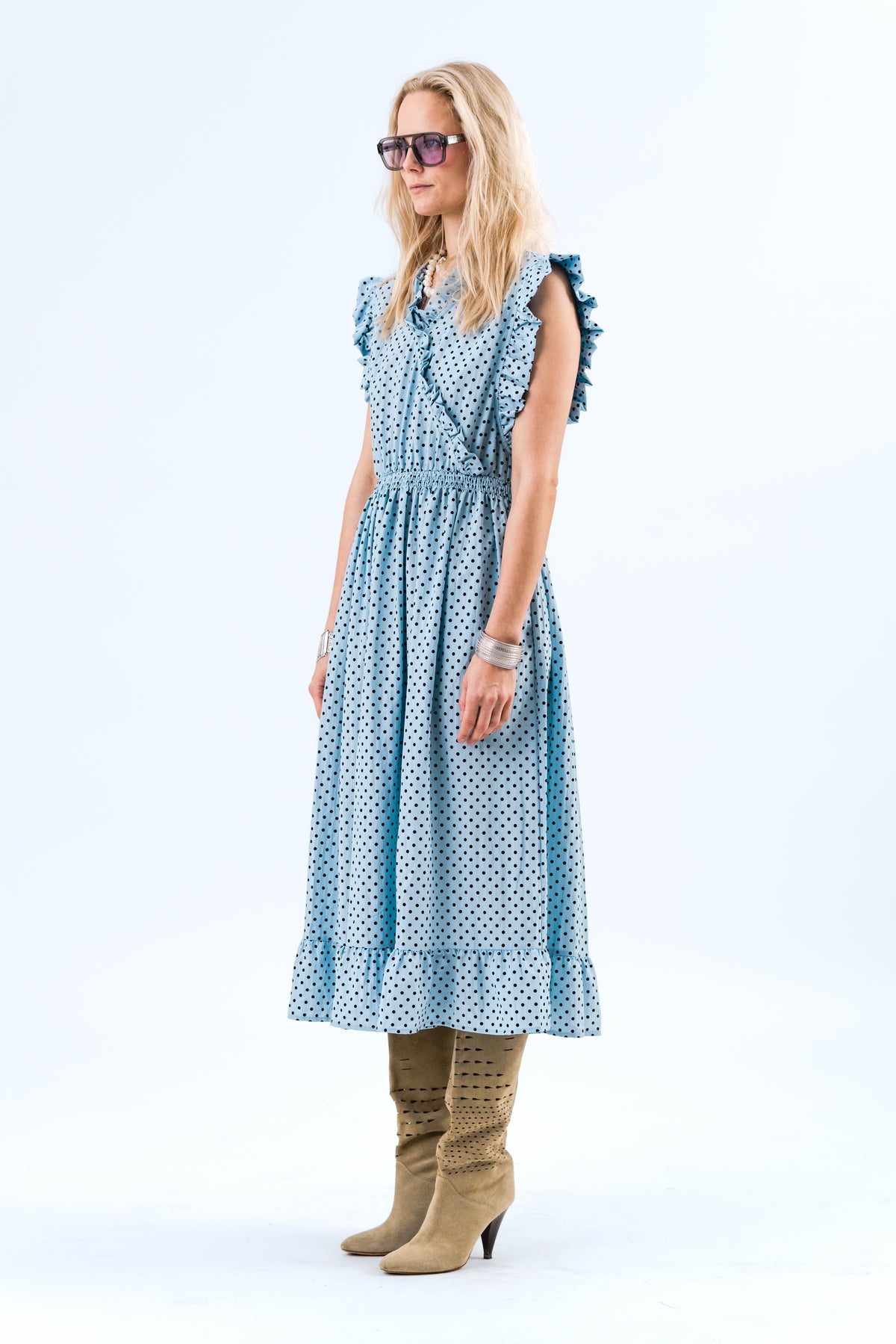 Lollys Laundry IdinaLL Midi Kleid Dress Hellblau