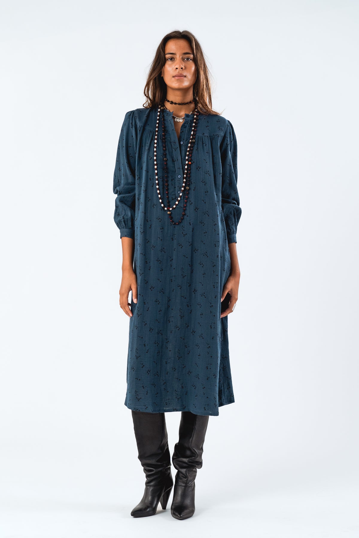 Lollys Laundry JessLL Midi Dress LS Dress Dunkelblau