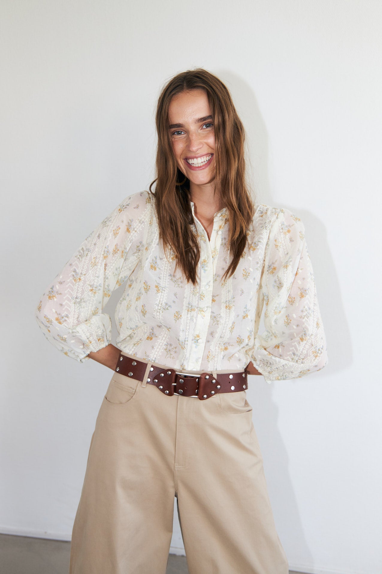 JuneLL Hemdbluse - Creme