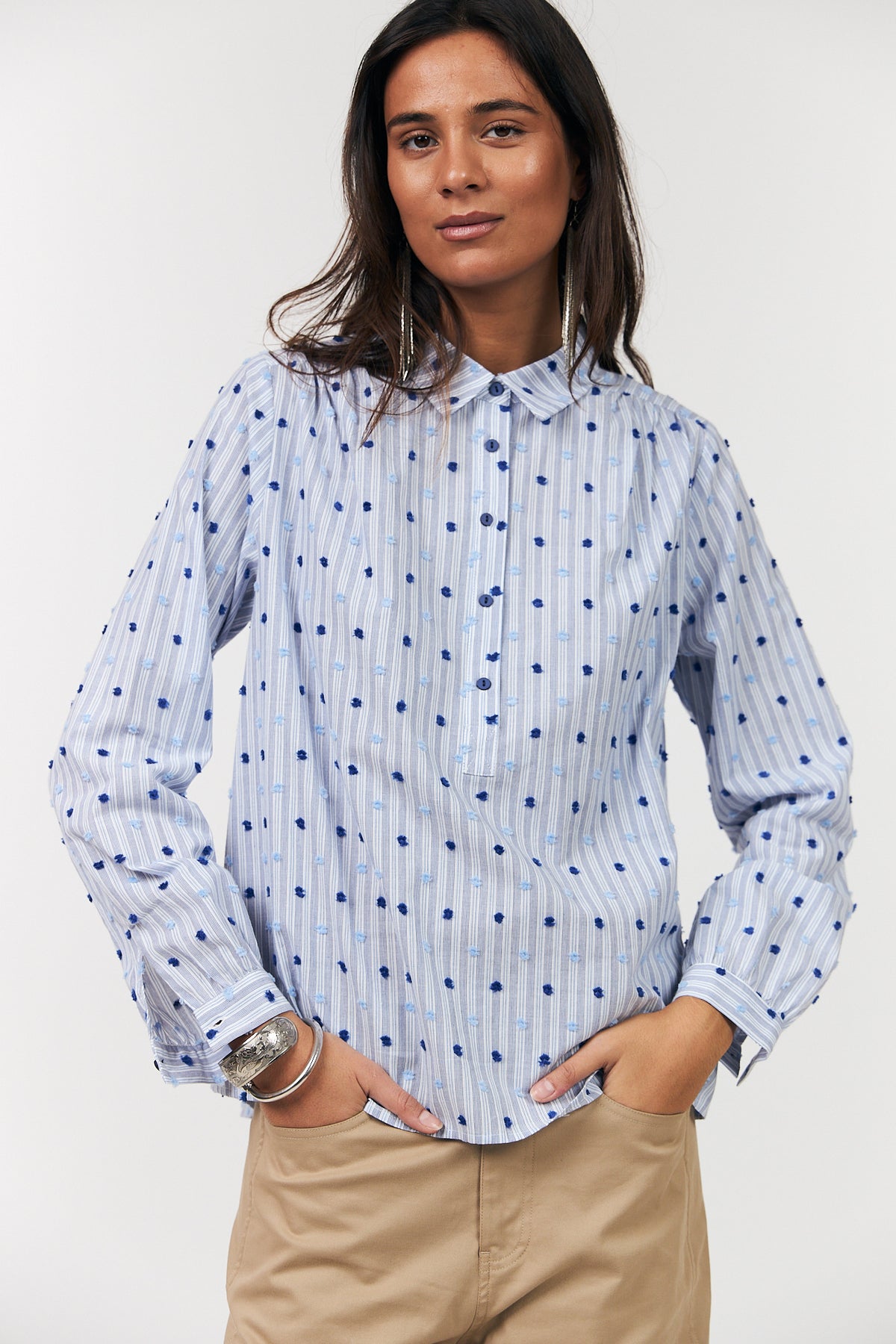 Lollys Laundry LariLL Hemdbluse Shirt Dunkelblau
