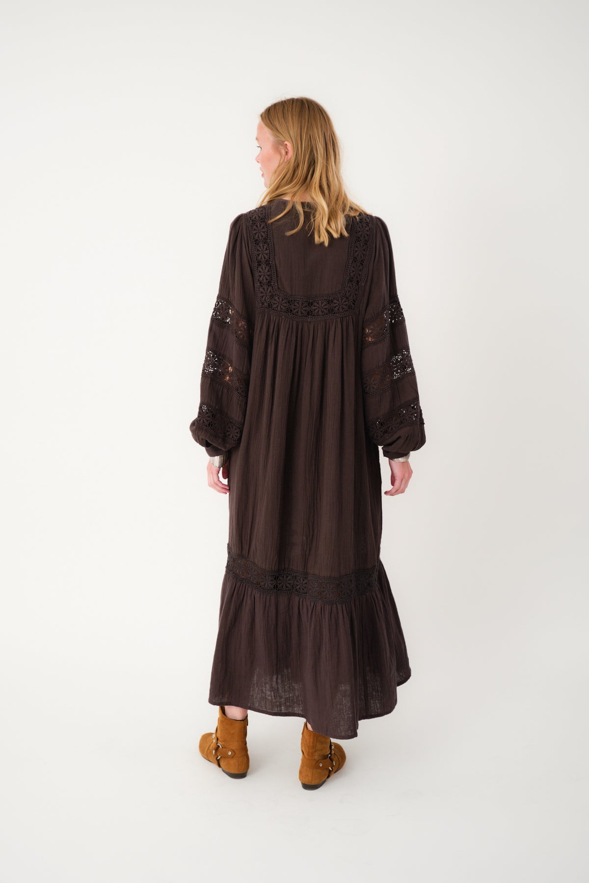 Lollys Laundry LatourLL Lace Maxi Kleid Dress Dunkelbraun