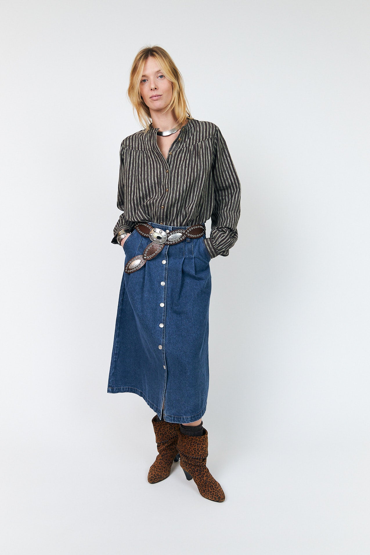 Lollys Laundry LennonLL Midi Rock Skirt Dunkelblau