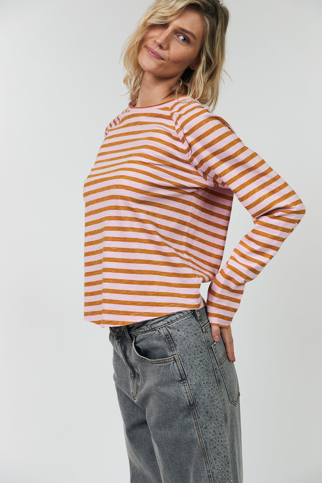 LivaLL gestreiftes T-Shirt - 84 Light Pink