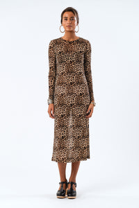 LoganLL Maxi Dress LS - Leopard Print