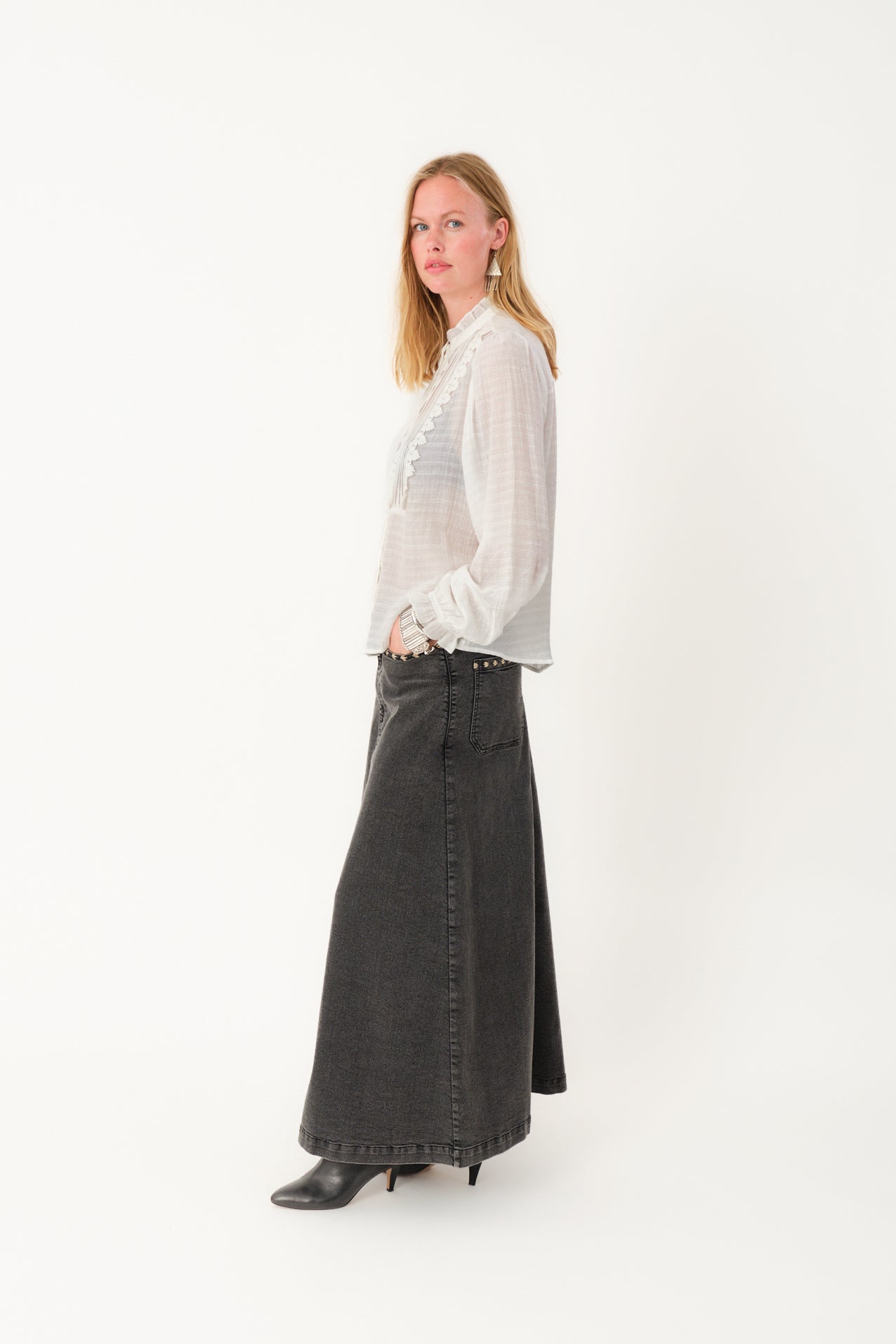 Lollys Laundry LunaLL Maxi Röcke Skirt Verblasstes Schwarz