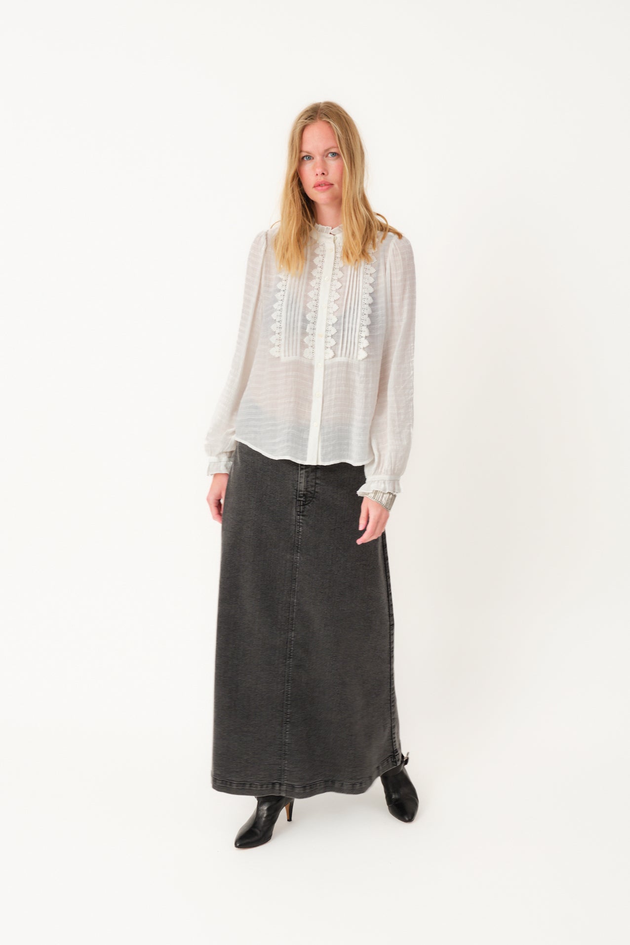 Lollys Laundry LunaLL Maxi Röcke Skirt Verblasstes Schwarz