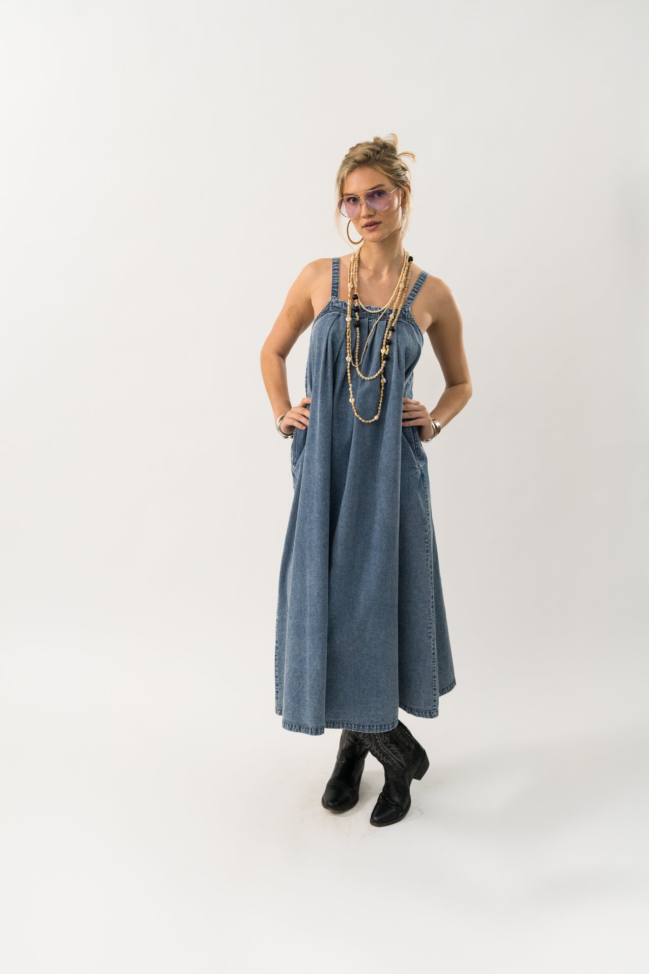 Lollys Laundry LungoLL Maxi Kleid Dress 100 Washed Denim