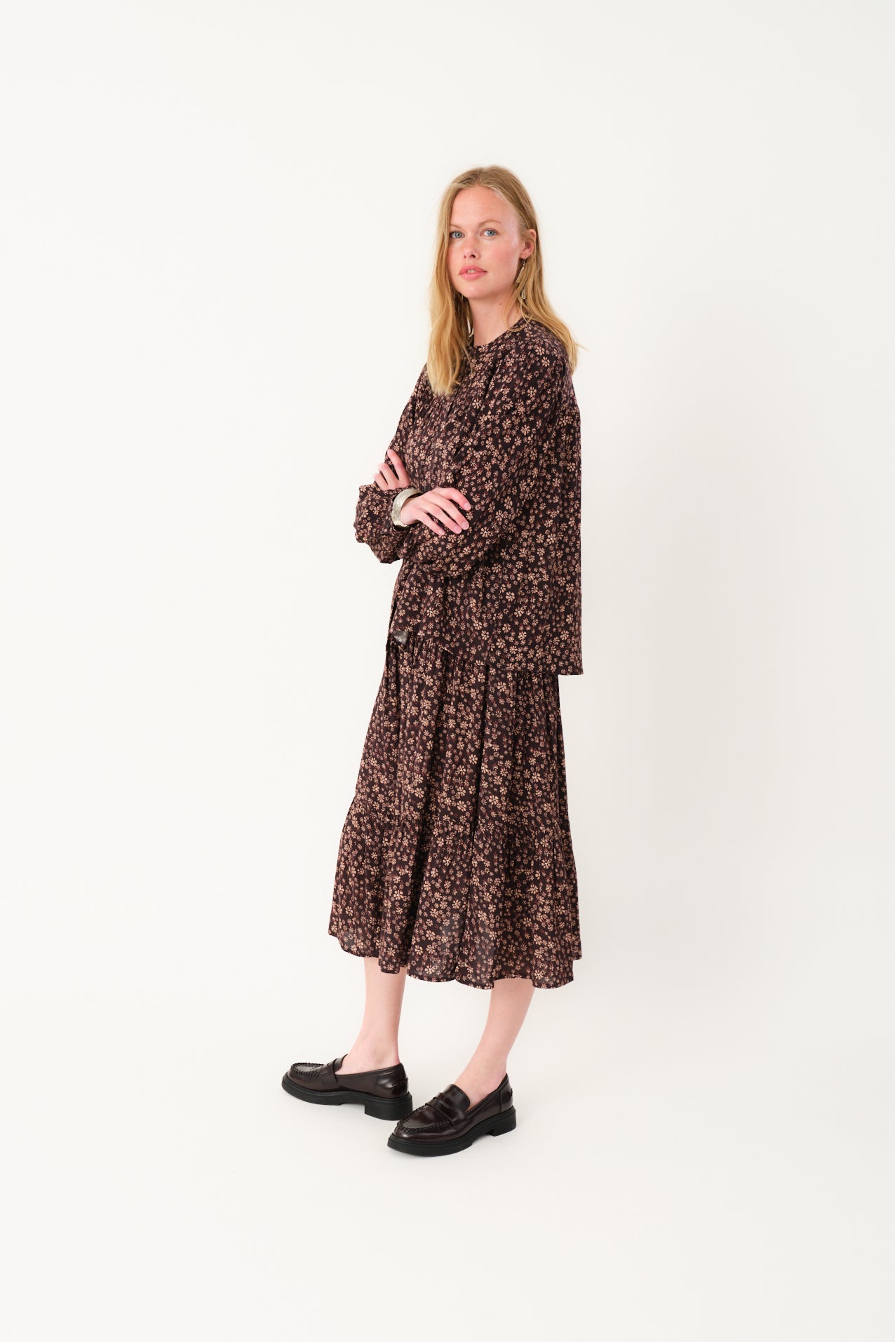 Lollys Laundry MorningLL Midi Röcke Skirt 87 Dark Mokka