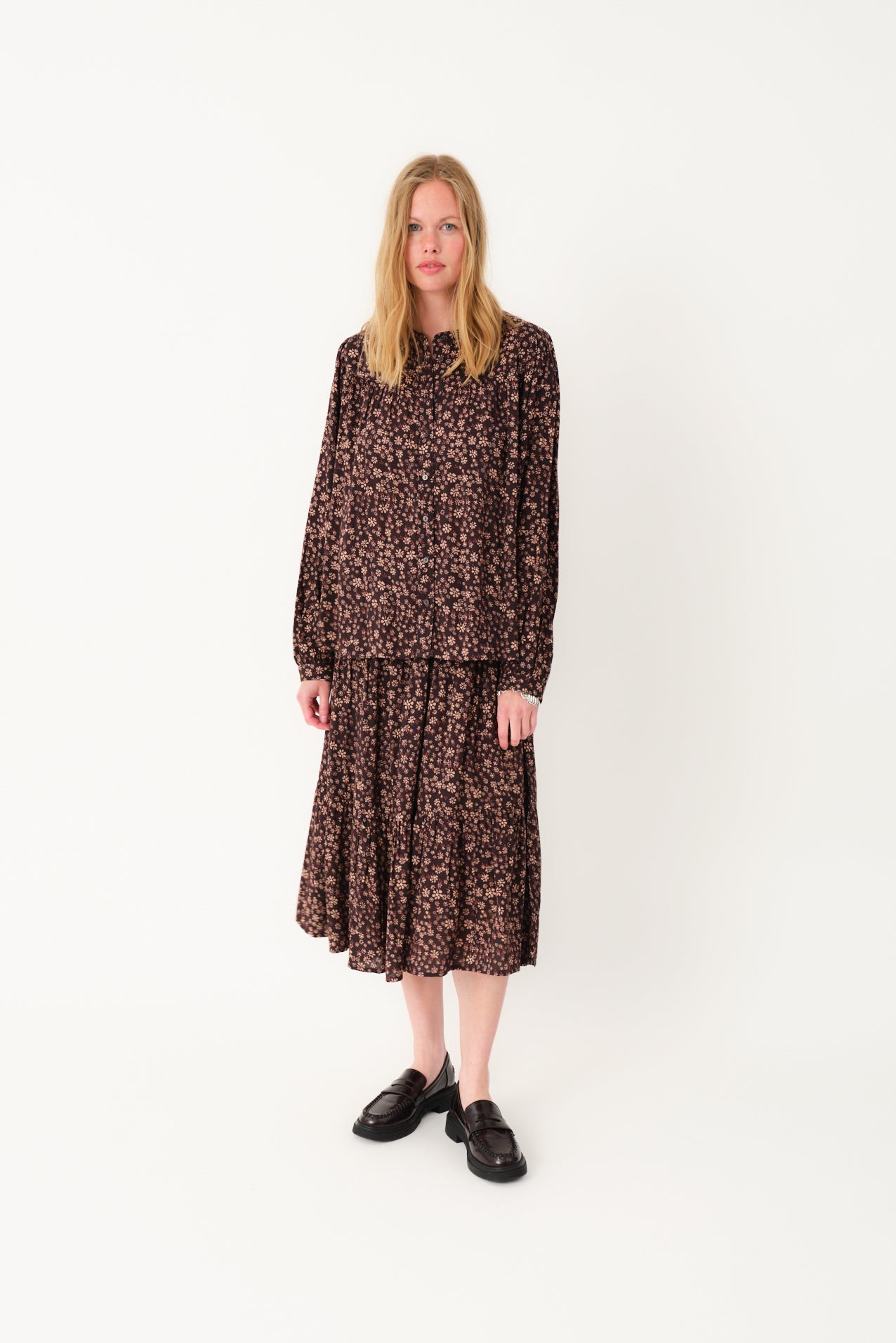 Lollys Laundry MorningLL Midi Röcke Skirt 87 Dark Mokka