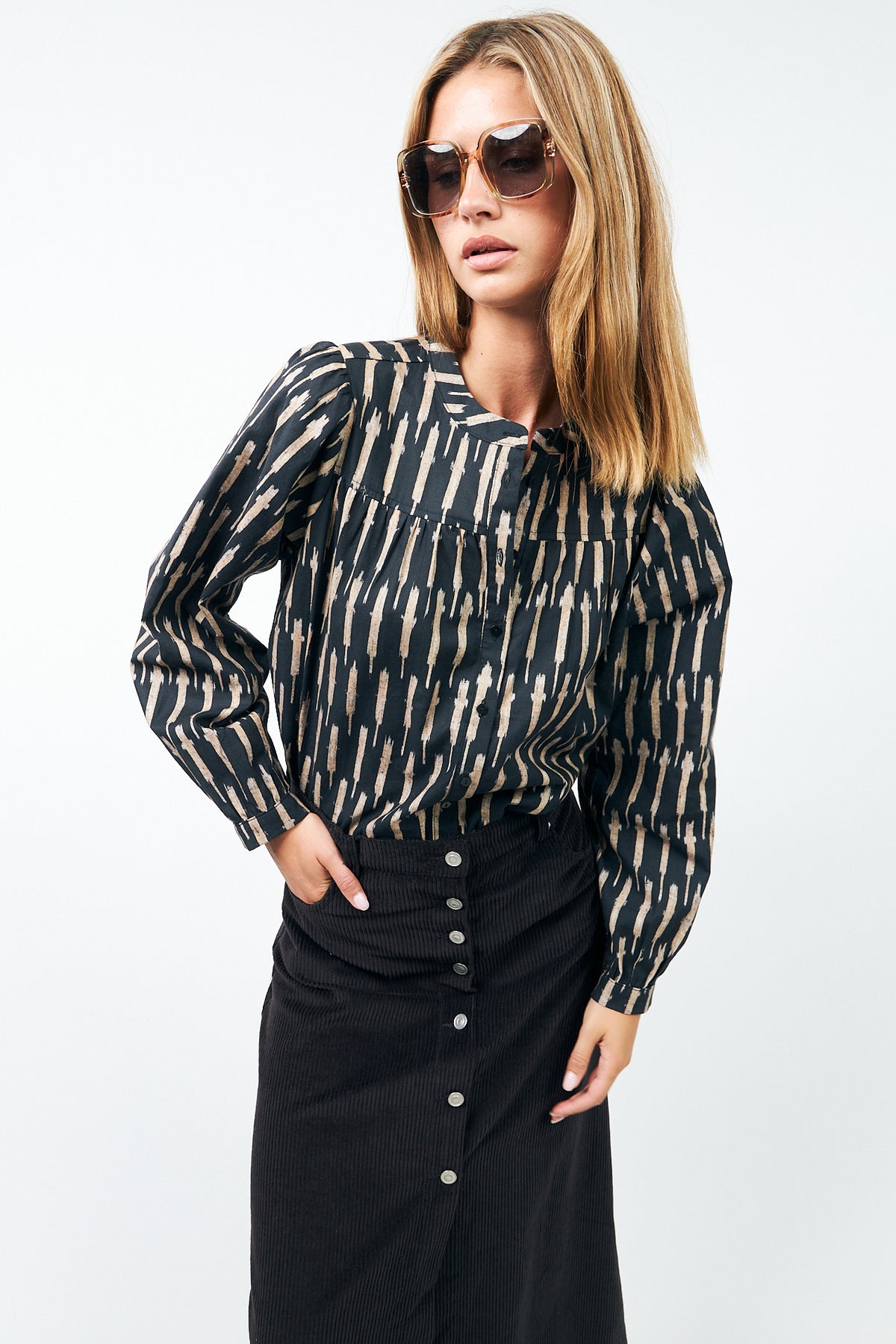 Lollys Laundry NickyLL Hemdbluse Shirt Schwarz