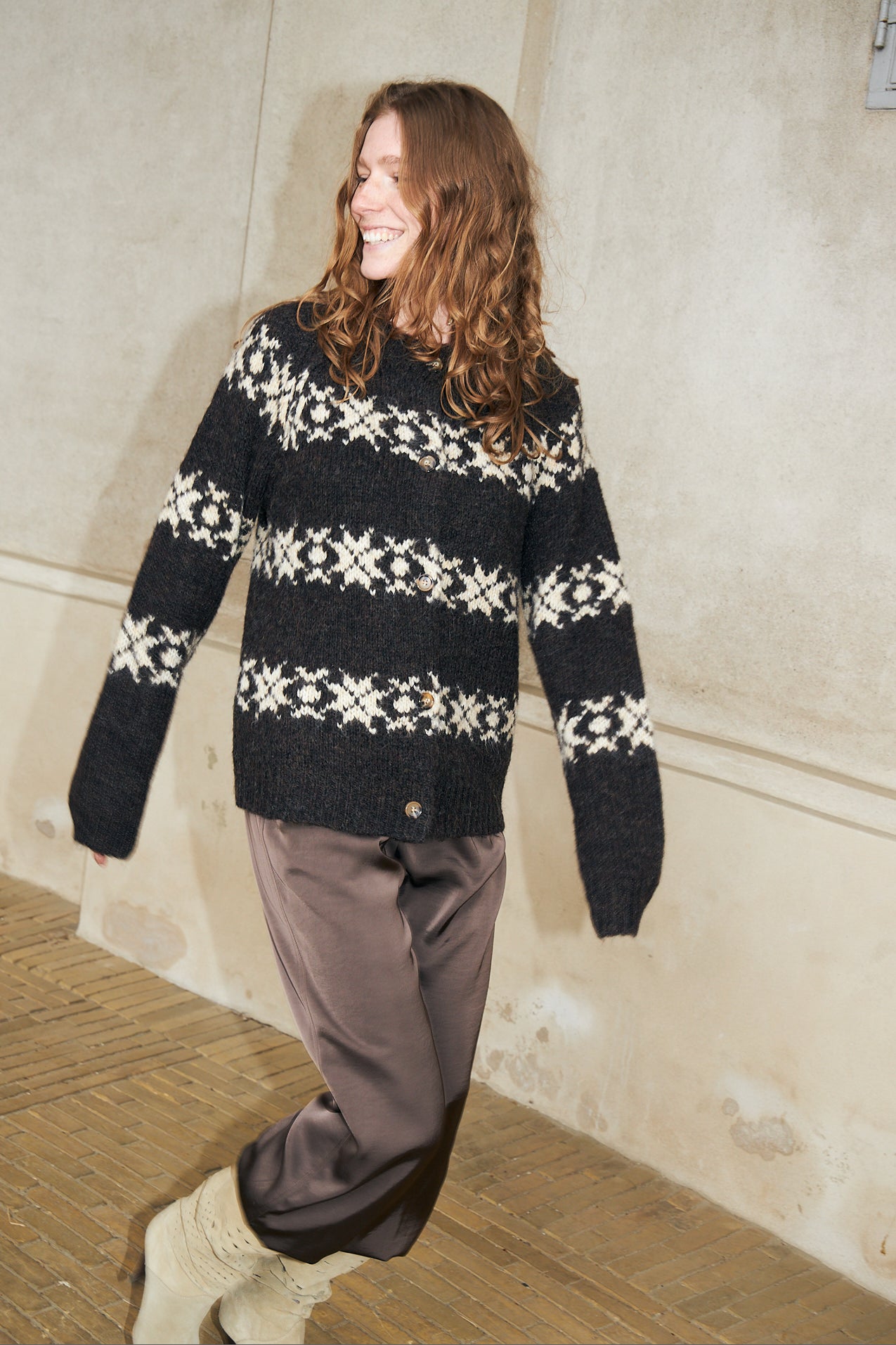 Lollys Laundry PadovaLL Strickjacke Cardigan Dunkelbraun