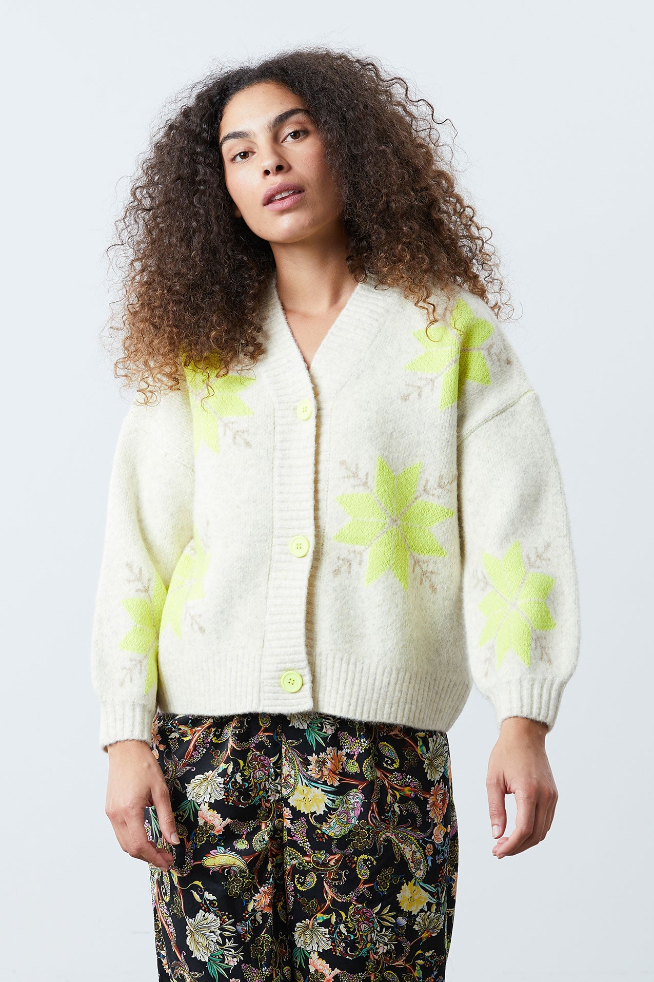 Lollys Laundry Paisley Cardigan Jumper 02 Creme