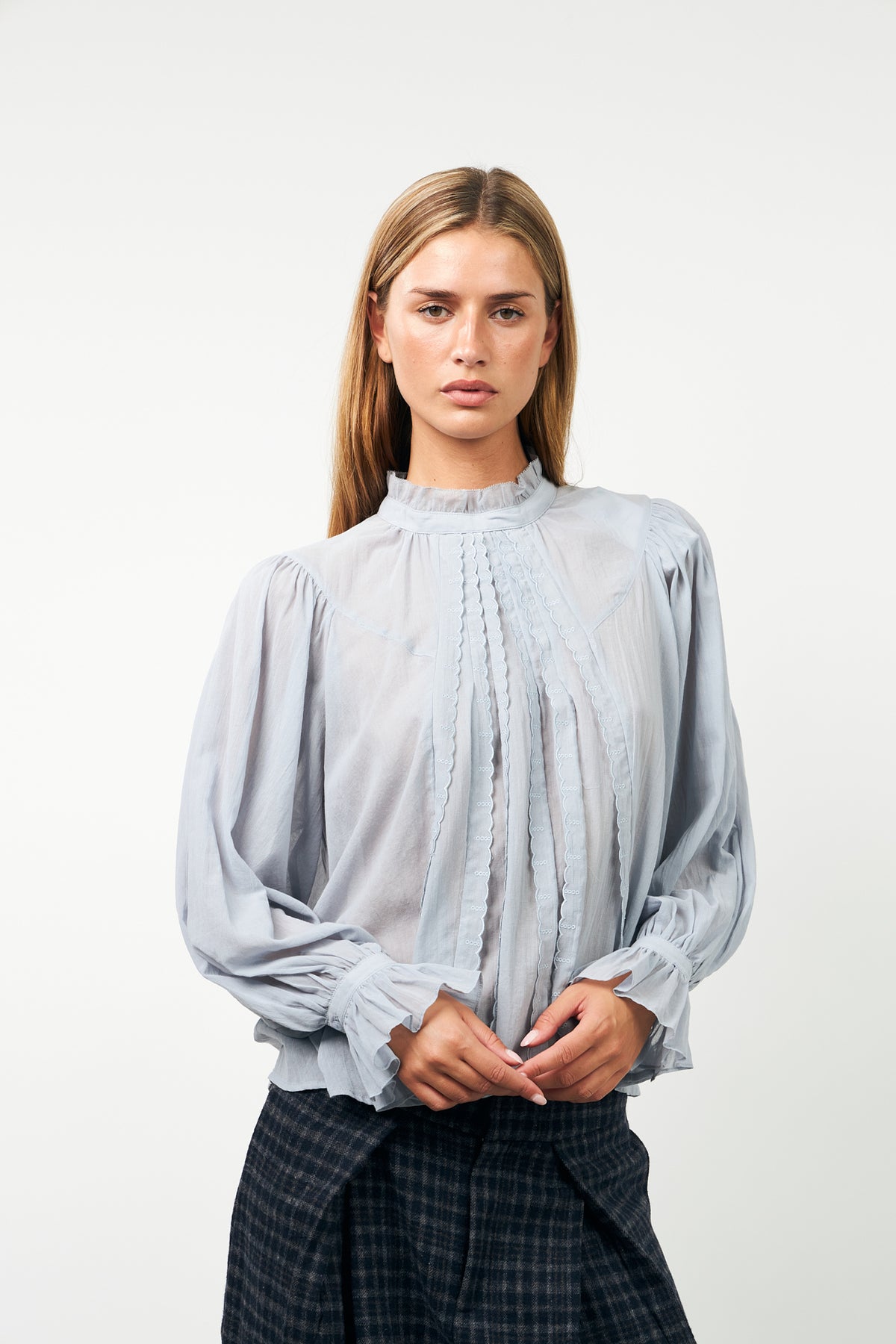 Lollys Laundry PresleyLL Bluse Shirt Gedämpftes Blau