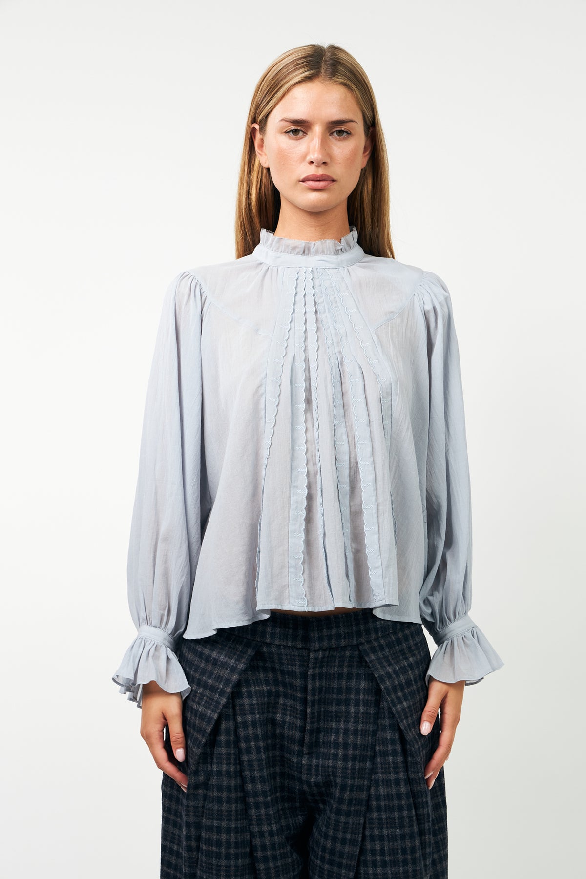 Lollys Laundry PresleyLL Bluse Shirt Gedämpftes Blau
