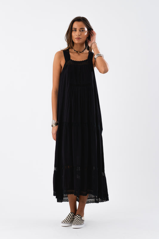 Lollys Laundry QuincyLL Maxi Dress SL Dress 18 Washed Black