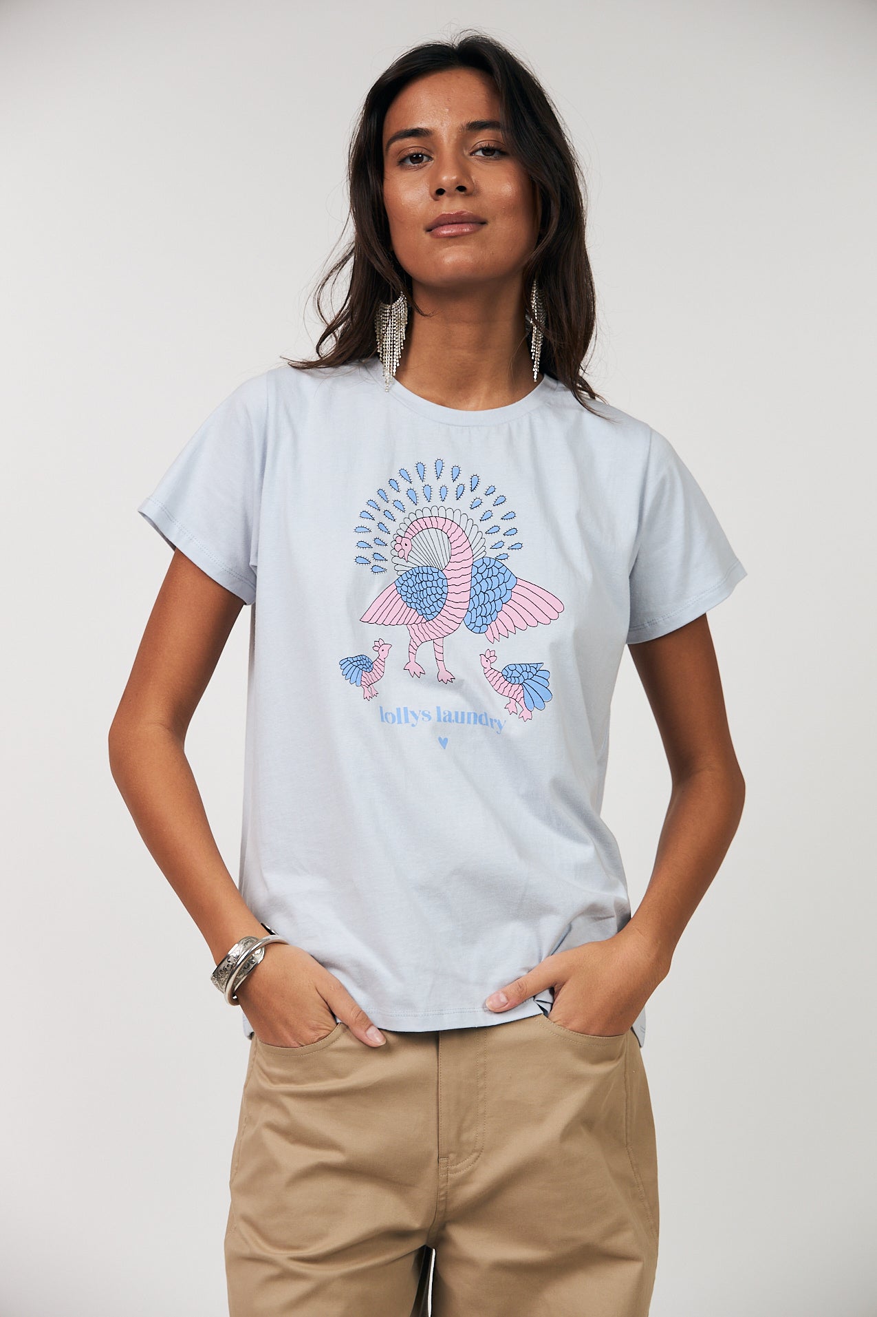 Lollys Laundry RomaLL T-Shirt Pfau T-shirt Hellblau