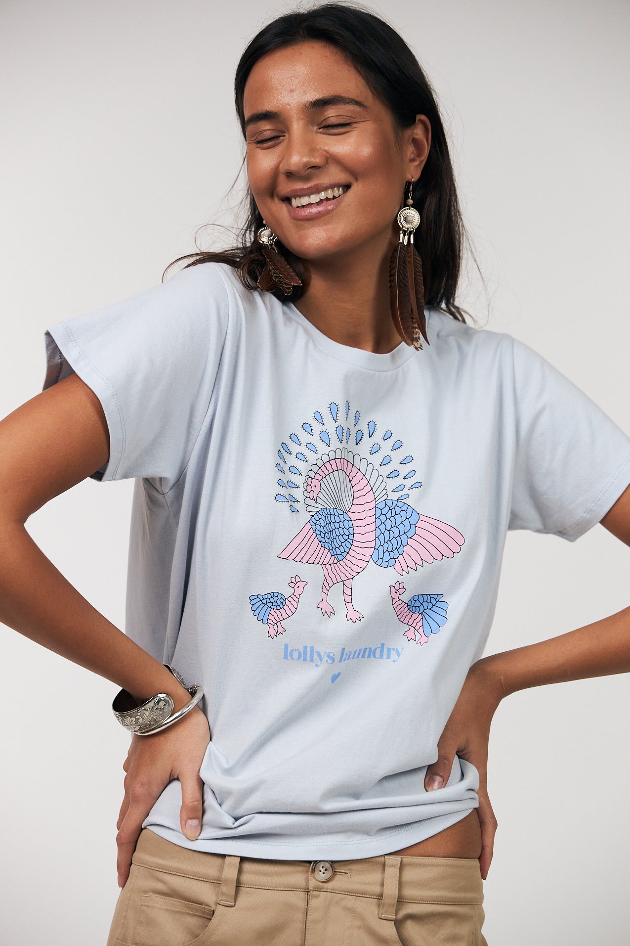 Lollys Laundry RomaLL T-Shirt Pfau T-shirt Hellblau