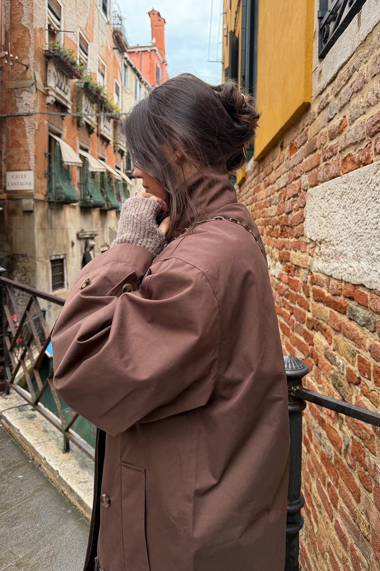 RussiLL langer Mantel - Dark Mokka