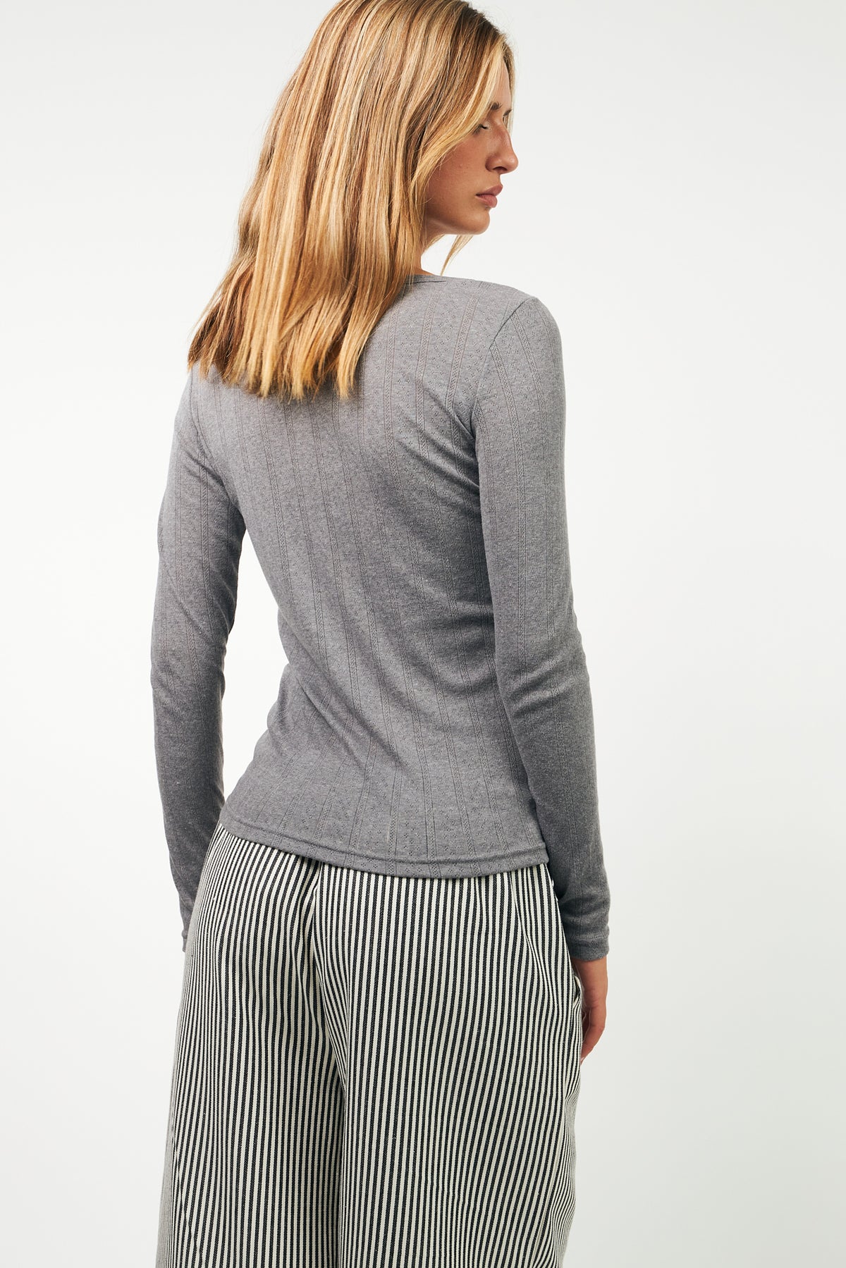 Lollys Laundry SamaraLL langarm T-Shirt Blouse Dunkelgrau Melange