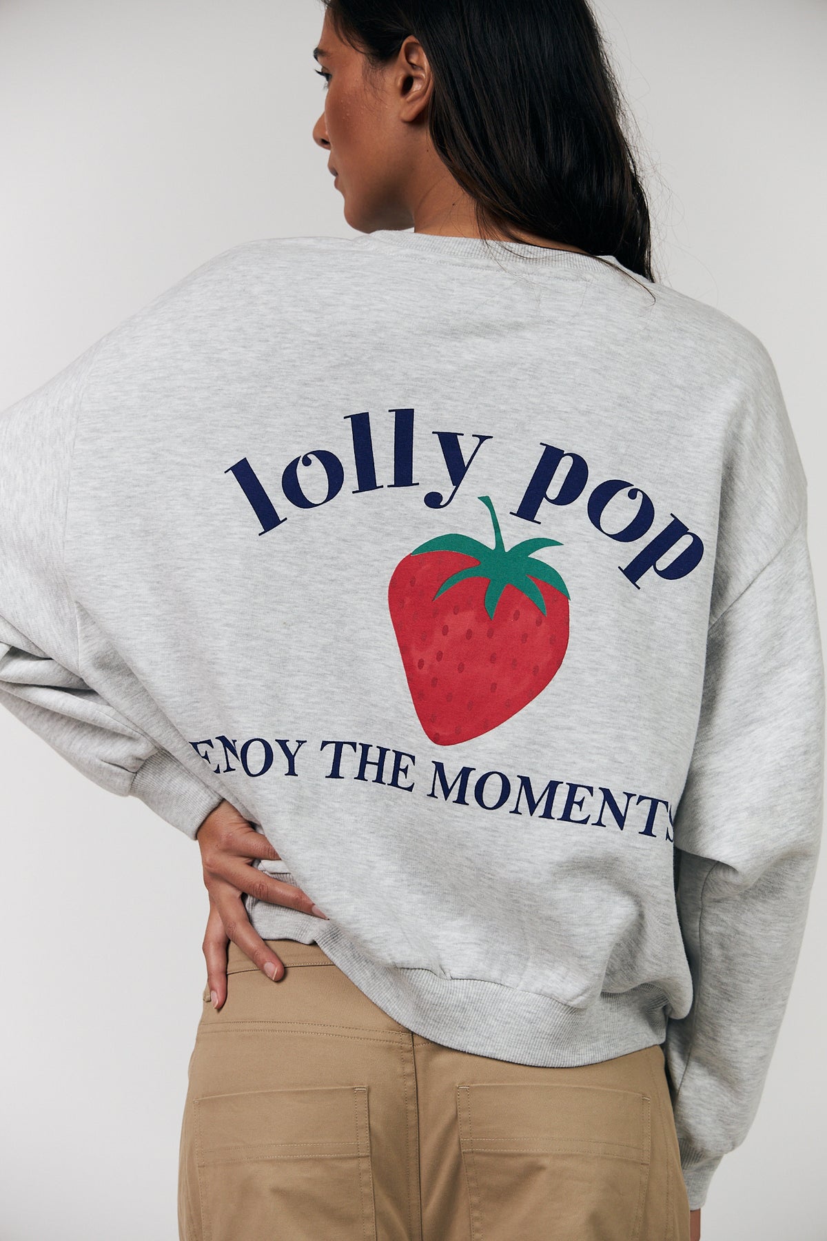 Lollys Laundry SydneyLL Erdbeeren Sweatshirt Sweatshirt Hellgrau Melange