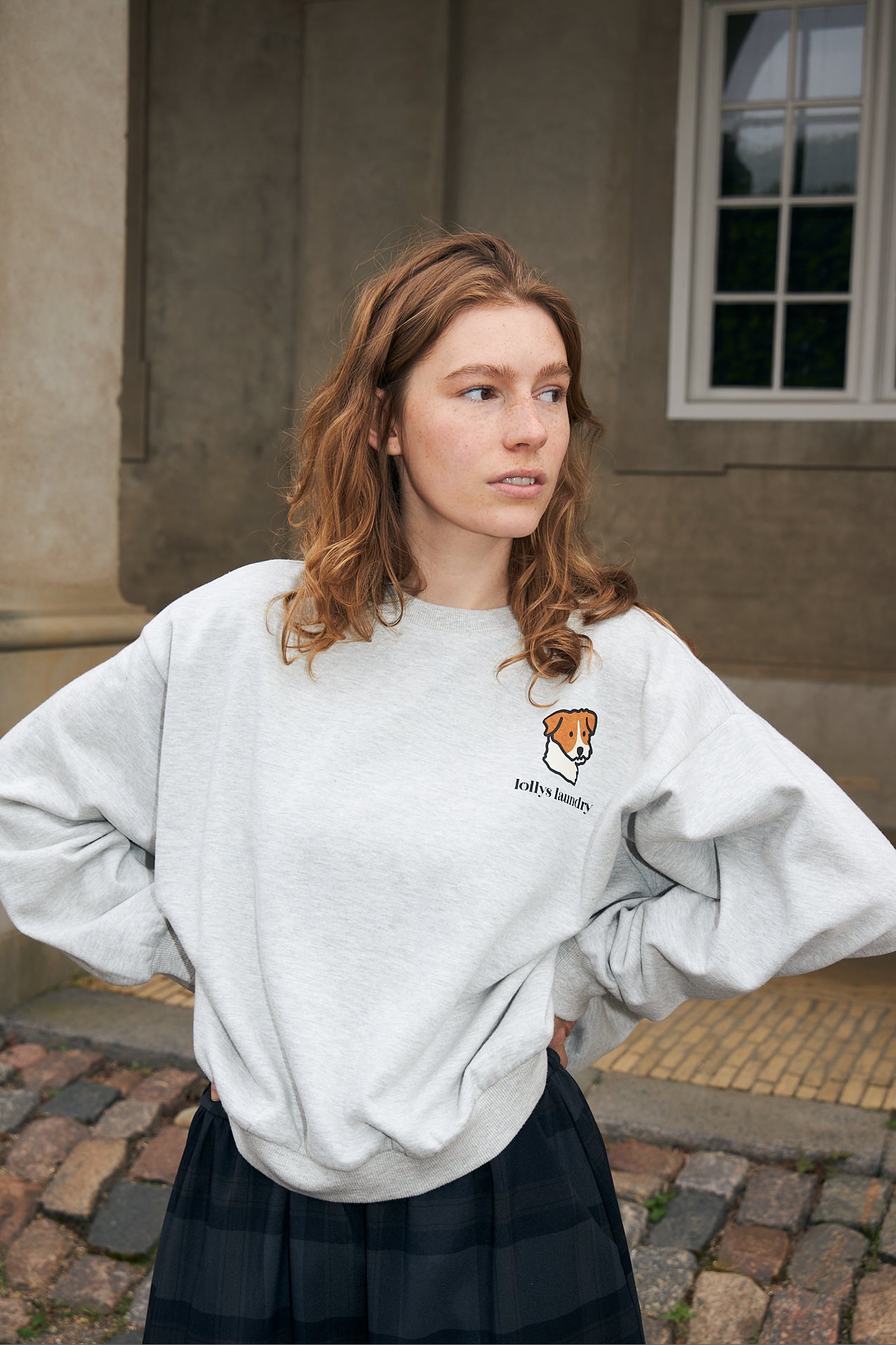 Lollys Laundry SydneyLL Sweatshirt Hund Sweatshirt Hellgrau Melange