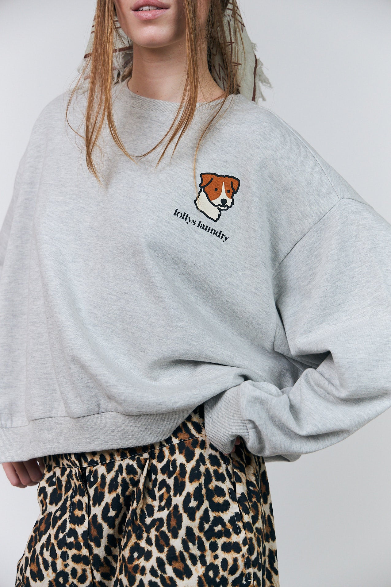 Lollys Laundry SydneyLL Sweatshirt Hund Sweatshirt Hellgrau Melange