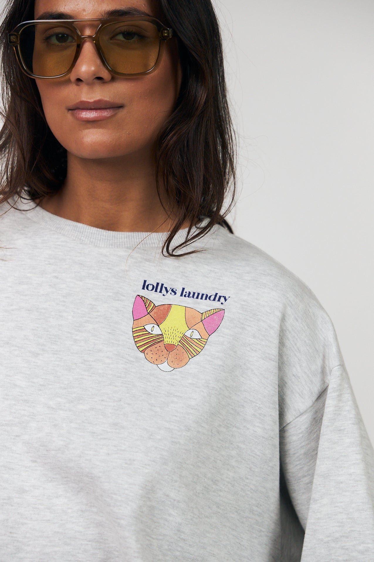 SydneyLL Sweatshirt Katze - Light Grey Melange