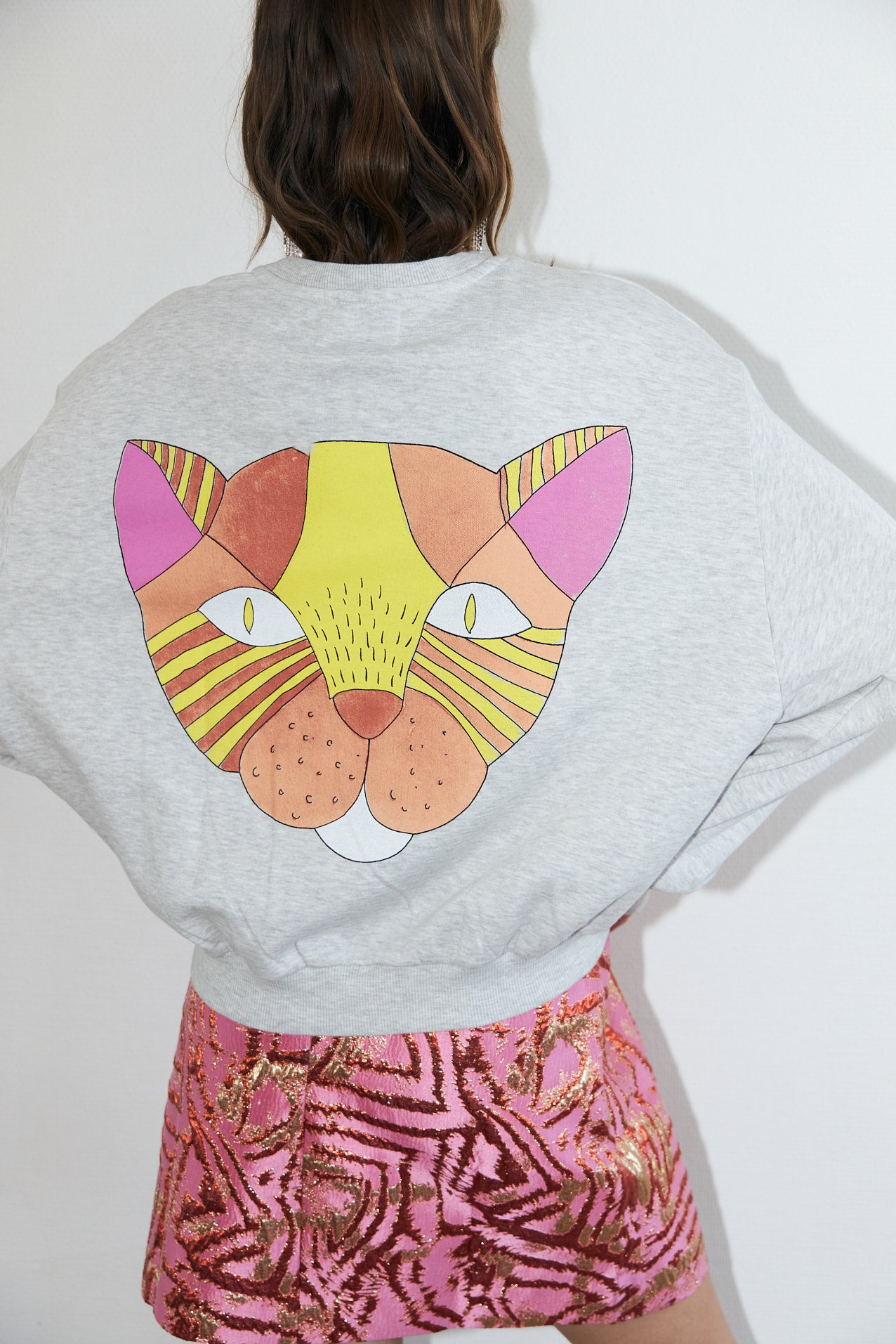 Lollys Laundry SydneyLL Sweatshirt Katze Sweatshirt Hellgrau Melange