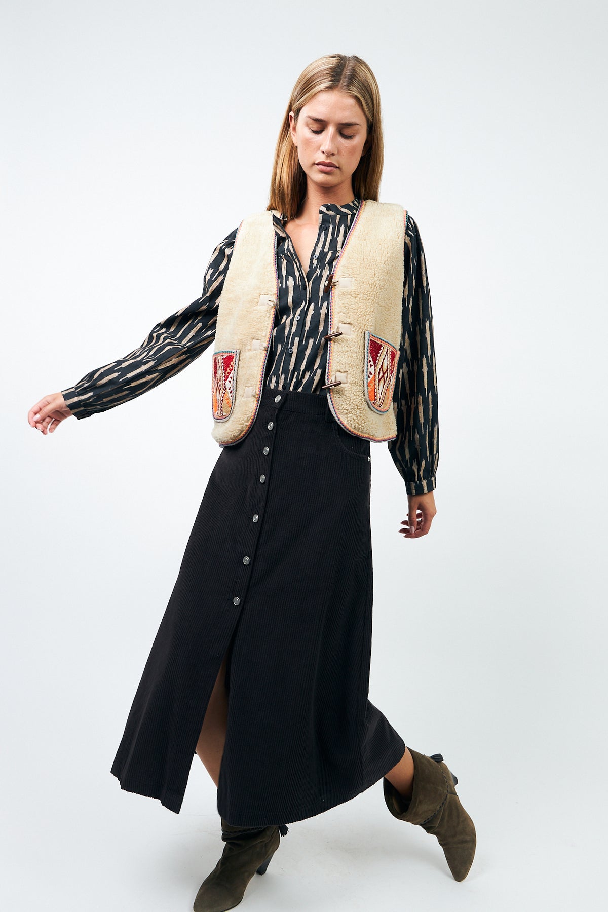 Lollys Laundry UnaLL Maxi Röcke Skirt Dunkelbraun