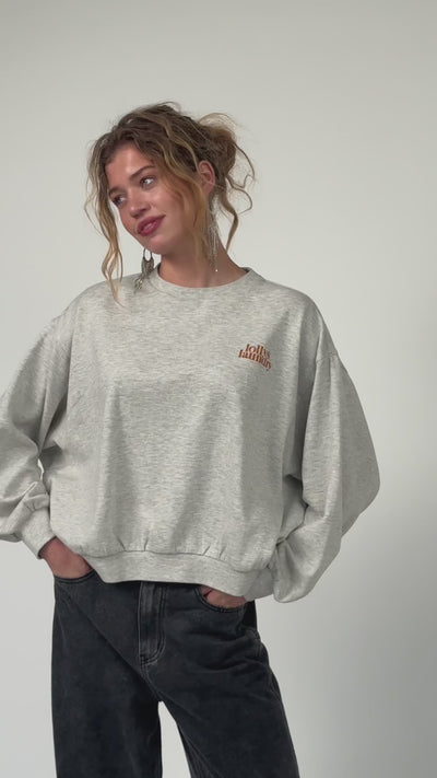 Lollys Laundry SydneyLL Sweatshirt Schmetterling Sweatshirt Hellgrau Melange