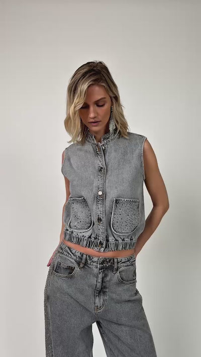 Lollys Laundry CarmenLL Weste Vest 12 Light Grey