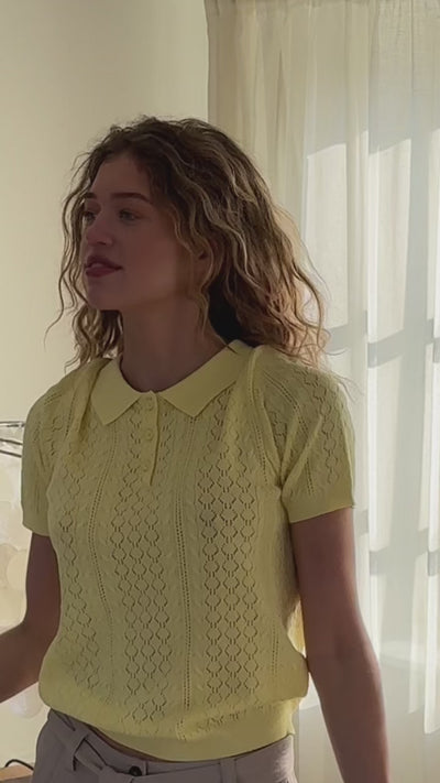 Lollys Laundry AlaiaLL Strickpolo T-shirt Neongelb